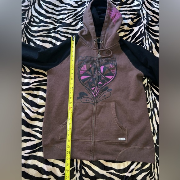 Volcom Zip Brown/Black Hoodie From Eatly 2000’s - Y2K/Surf/Skate - Junior's XL - Picture 11 of 16